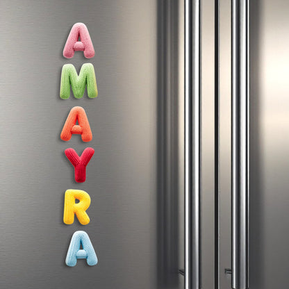 Name fridge magnet - Knitted look
