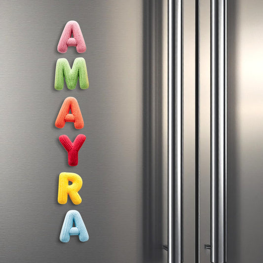 Name fridge magnet - Knitted look