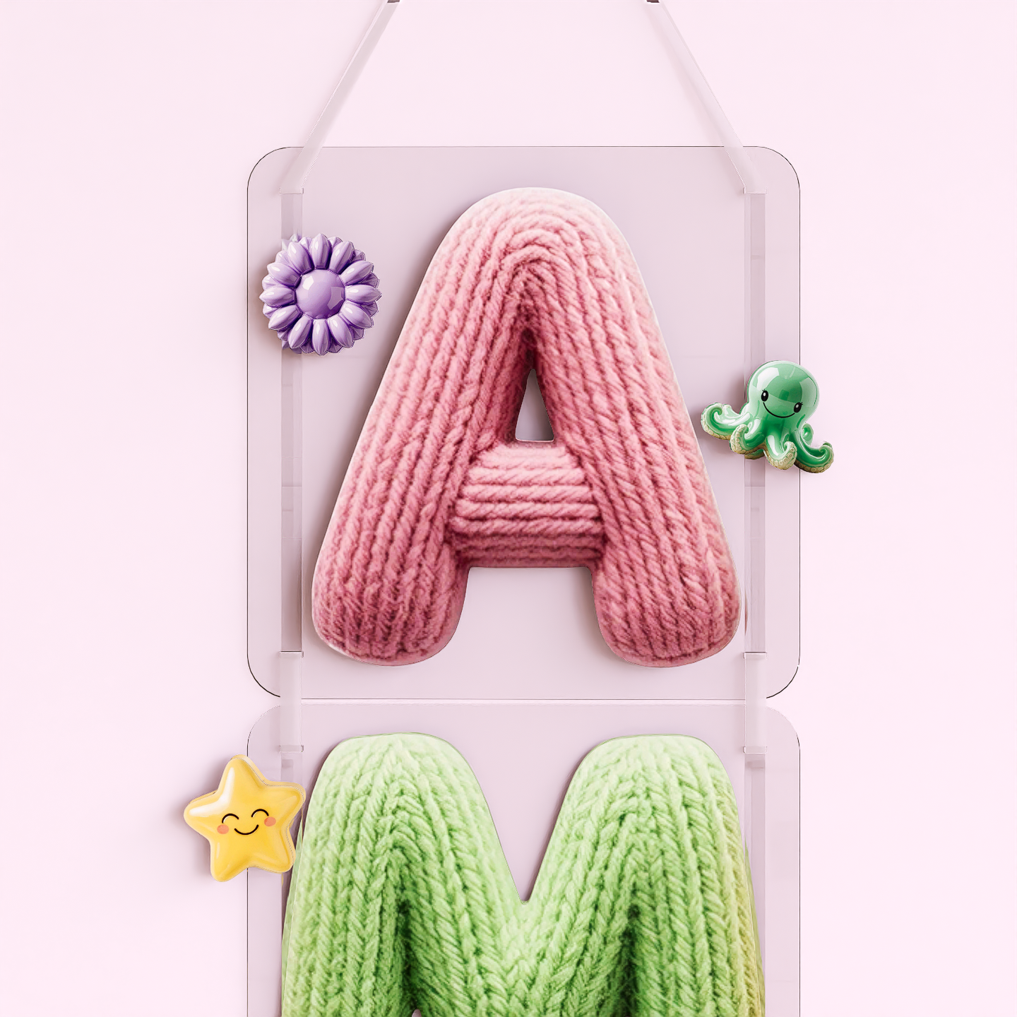 Personalized name vertical hanging - Knitted look