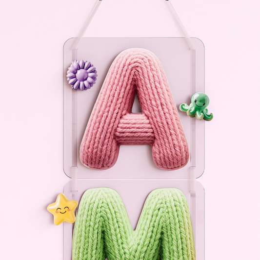 Personalized name vertical hanging - Knitted look