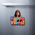 Happy vibes personalized fridge magnet gift India — Minetoon
