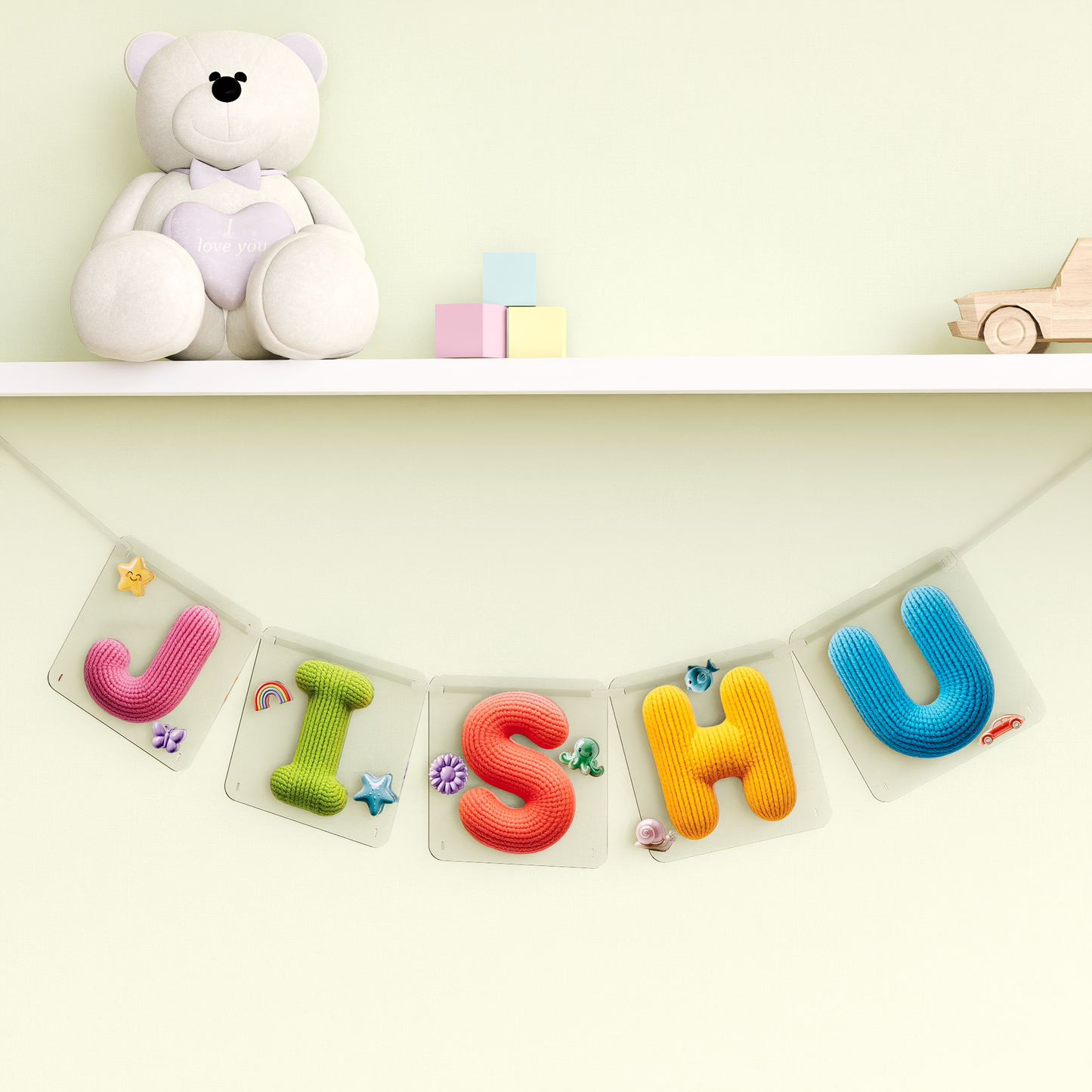 Personalized name Bunting/garland - Knitted look
