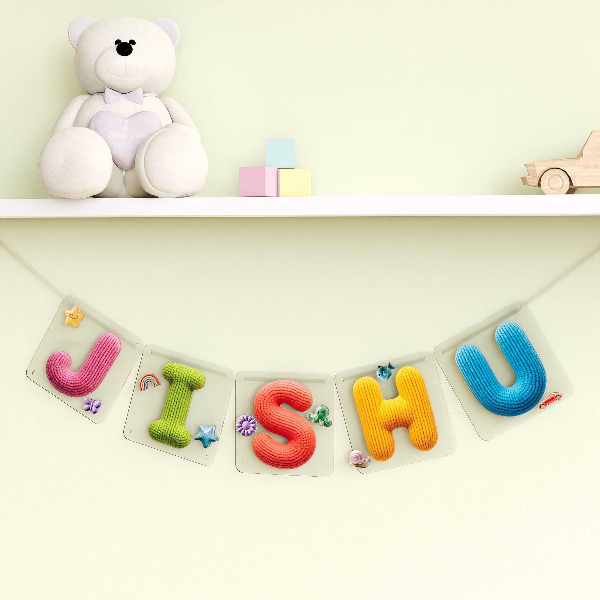 Kids nameplate horizontal - Knitted look