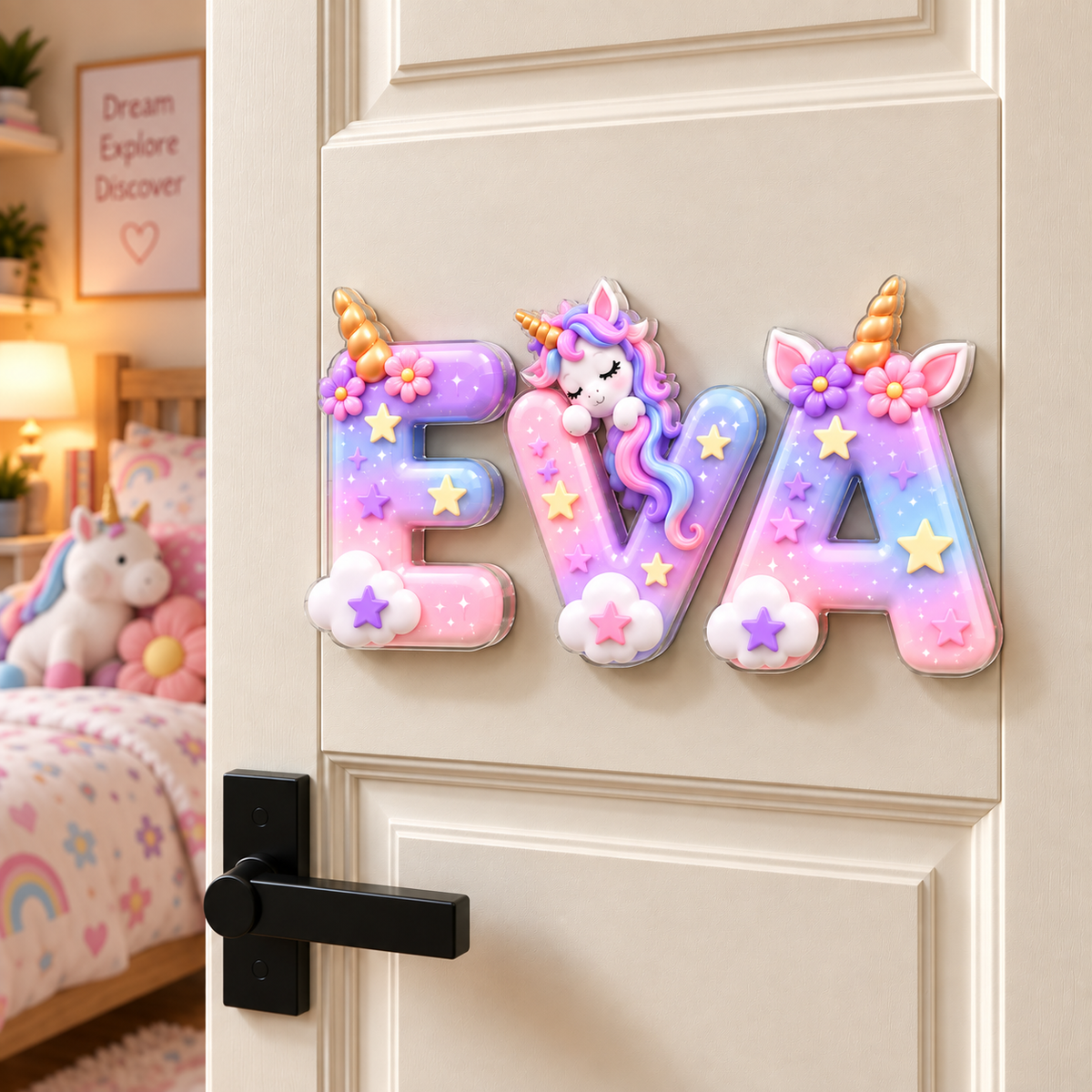 Personalized Kids Name Wall & Door Sign – Stickable Acrylic Letters